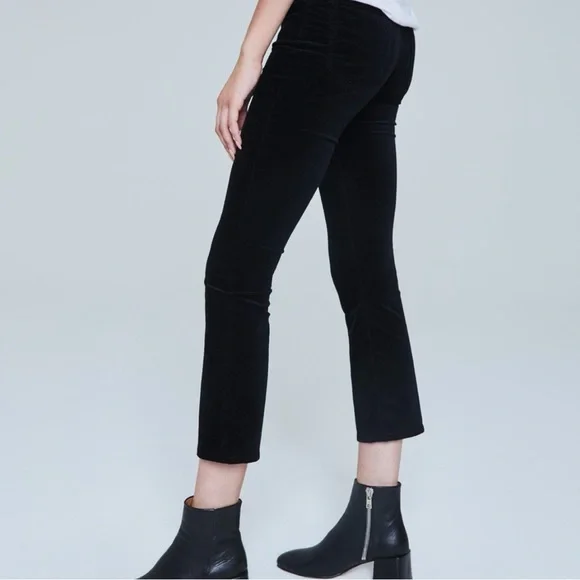 Ag Adriano Goldschmied The Jodi High-Rise Slim Flare Crop In Super Black velvet - Picture 2 of 6
